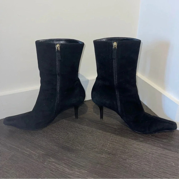 Gucci Black Suede Square Pointed Toe Heel Boots Witchy Grunge Dark Romantic Sz 9 - Picture 6 of 15